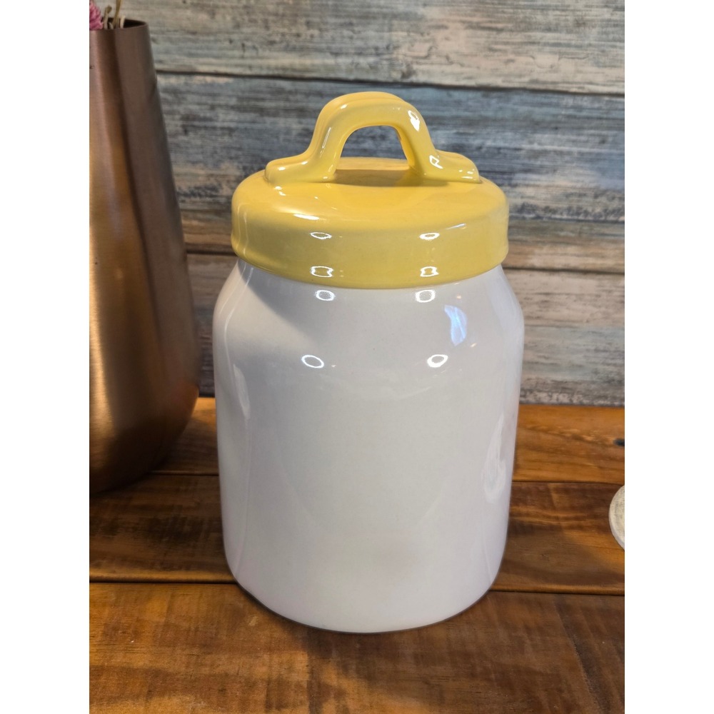 Rae Dunn Mama Chicks Kitchen Ceramic Canister White with Yellow Lid Farmhouse - Picture 4 of 13